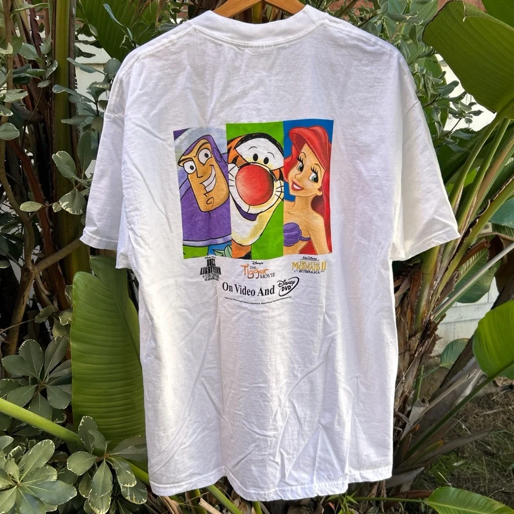 Vintage 2000 Disney DVD Promo T-Shirt XL Buzz Tigger Ariel 24x32 Beefy-T